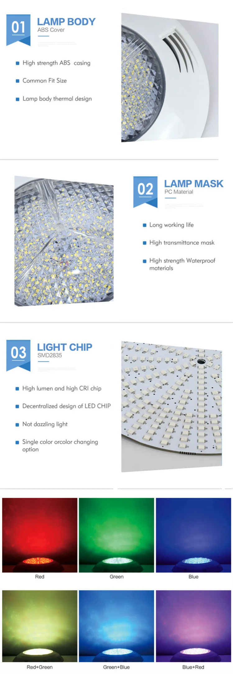12V Pool Lights Item Type And Low Power 6W Rgb Single Colors Smd2835 Led Swimming Pool Lamp