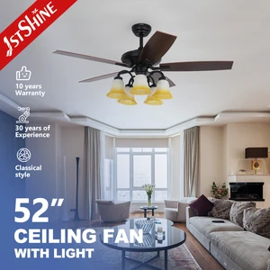 1stshine Ceiling Fan Vintage Style 5 Blades Plywood Remote Control Switch Ceiling Fan with Light and Remote