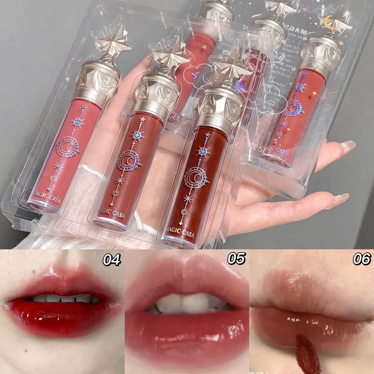 MAGIC CASA Little Star Lip Gloss Waterproof Liquid Lipstick Makeup Long-Lasting Moisturizer Lip Tint Make Up Cosmetics Lip Plump