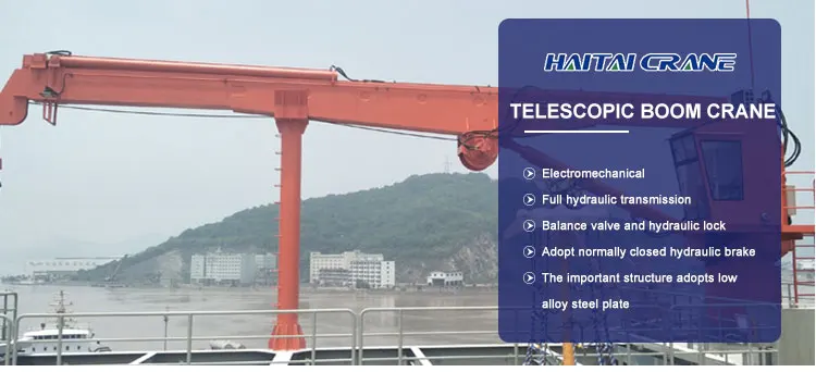 Hot sale 5 ton 10 ton  hydraulic marine deck mounted telescopic boom crane on sale 