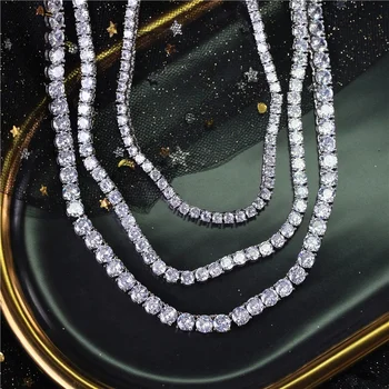 Wholesale custom Hip Hop Jewelry 3-5mm 18K Gold tennis chain cz Necklace Used Chain Link