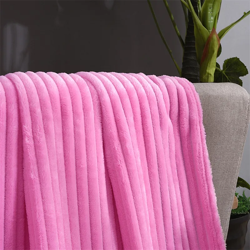 Aoyatex Wholesale 100% Polyester Fleece Blanket Solid Reversible Stripes Chunky Plush Flannel Blanket Fleece Throws And Blankets factory