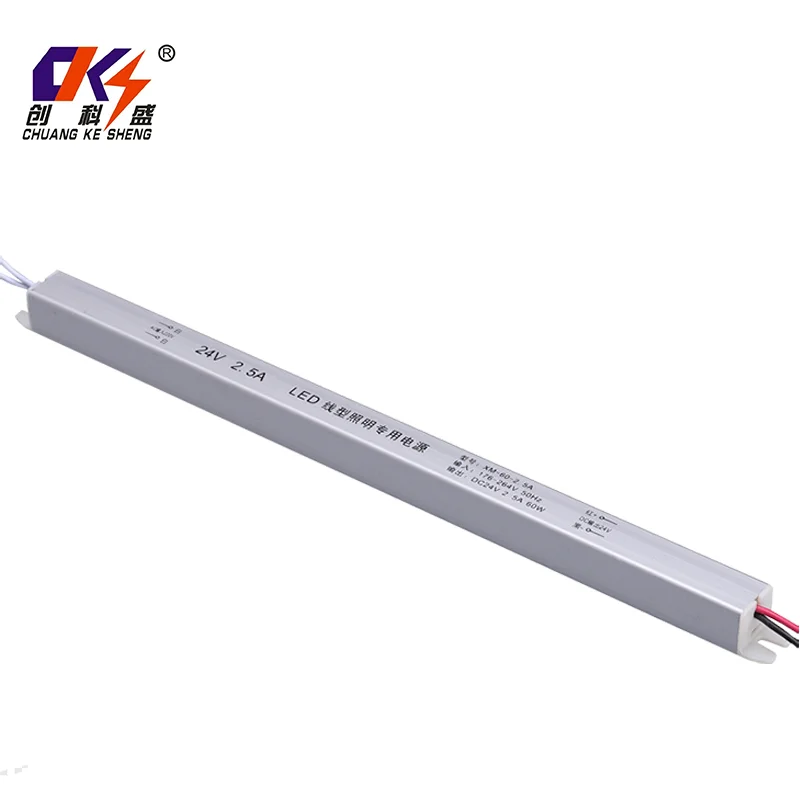 Chuangkesheng High Efficiency 24V2.5A 60W Ultra-Thin Long Strip Led Light Transformer Driver Power Supply for Home Lighting