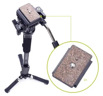 Yunteng VCT-288 Fluid Pan Head Quick Release Plate Unipod Holder DSLR Compatible Tripod Monopod for Photography detail image