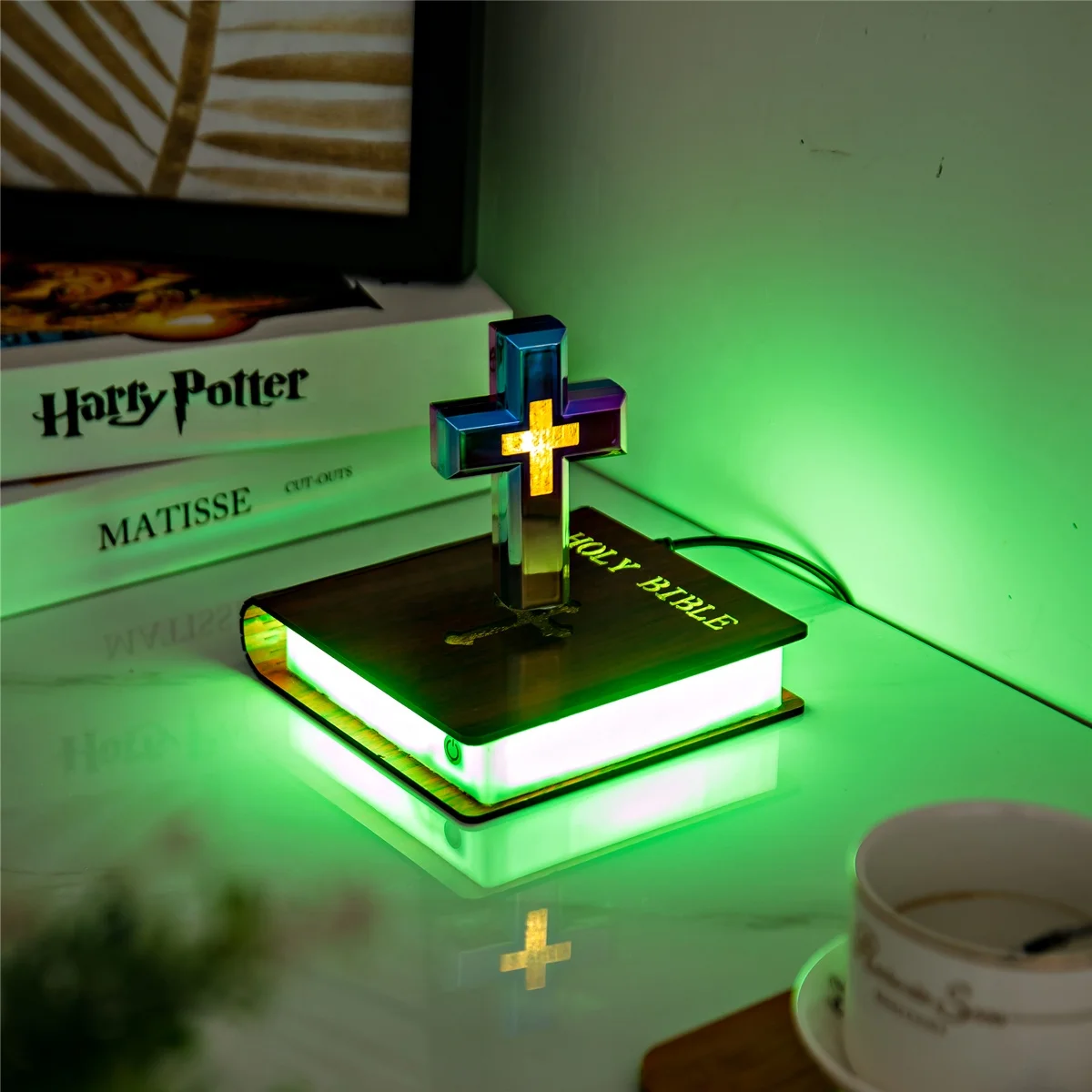 HCNT New Design Magnetic Floating Cross Christian Bible Base Levitating Cross Lamp Floating Light For Home Decoration