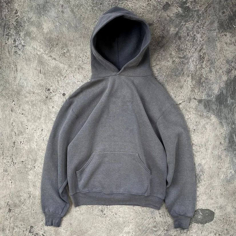 High Quality Cotton Fleece 400gsm Heavyweight No String Blue Hoodie ...