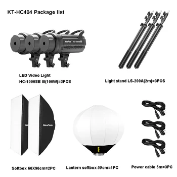 KT-HC403-X (HC-1000SB III )  NiceFoto 100W 5600K Daylite CRI 95+ COB LED Video Light Kit Light for Photo detail image