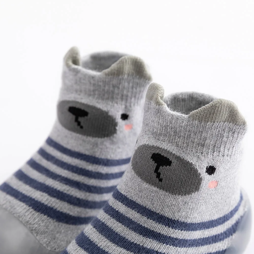Newborn kids floor socks stripes cartoon baby toddler shoes non-slip rubber sole boys girls supplier