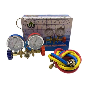 CT-536 Dual Meter Valve Liquid Refrigerant Meter Set Manifold Gauge Set Tri-color Tube Fluorine Tools For Air Conditioner