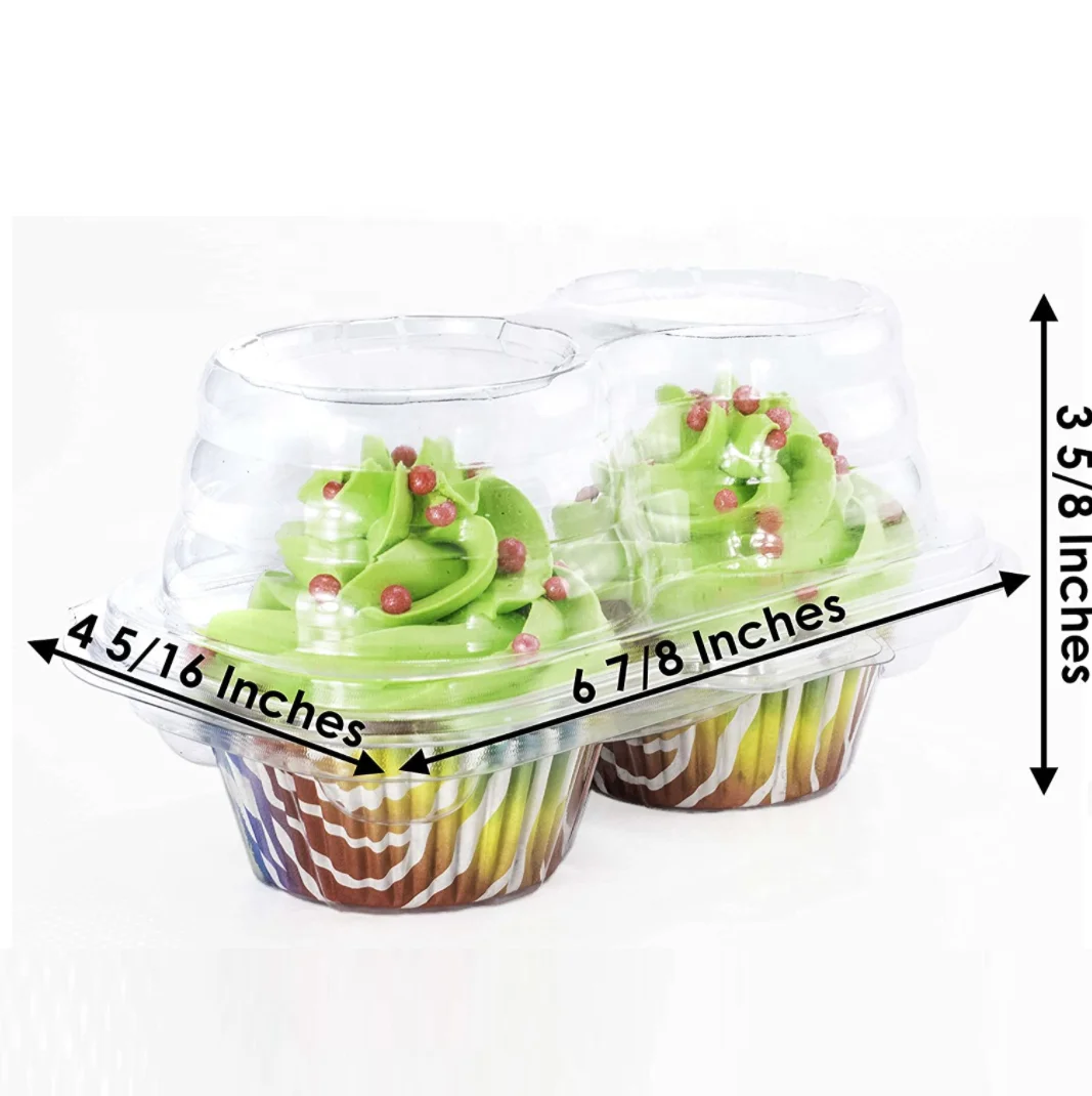 Individual Plastic Cupcake Containers Disposable with Connected