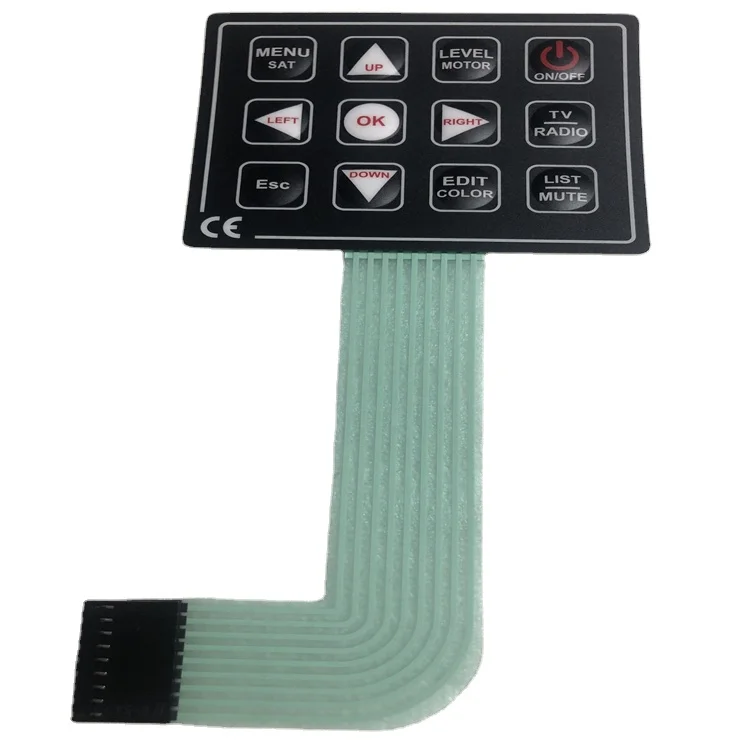 Customize Design 4x3 Matrix Keyboard Silkscreen Printing Graphic Overlay Tactile Polydome Membrane Switch Keypad With Adhesive