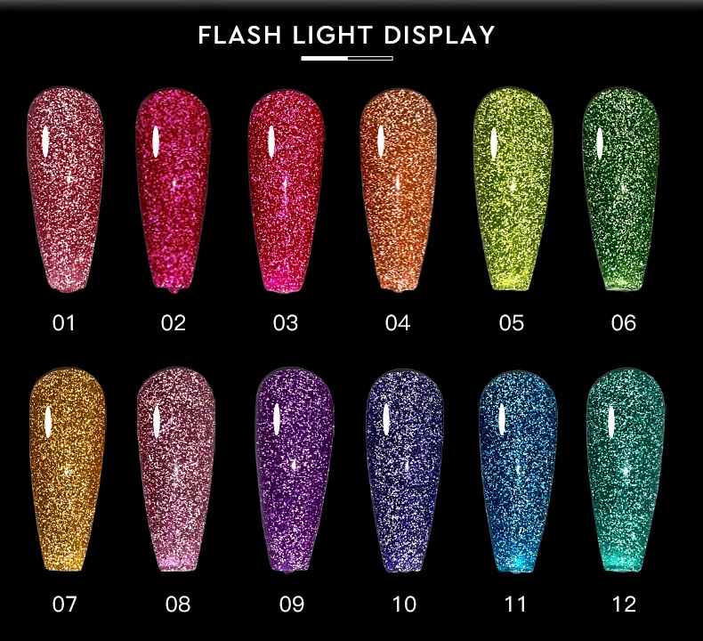 Jting Super Flashing 12colors Neon Reflective Gel Polish Set Oem ...