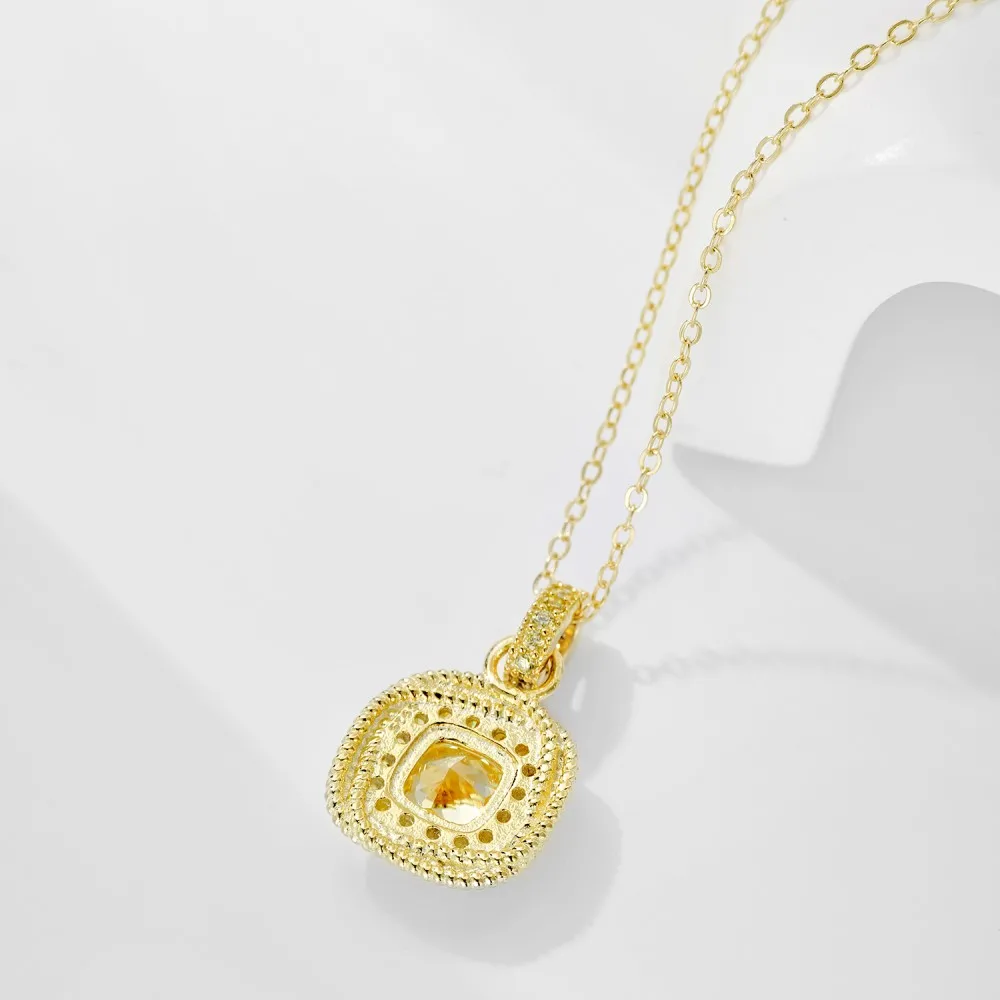 KAKODIY Fashion luxury boutique jewelry 18K gold plated 925 sterling silver necklace set square pendant Cubic Zirconia necklace for women detail 4