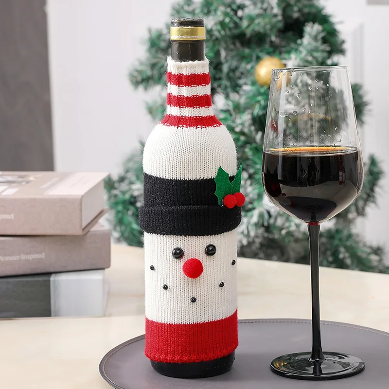 Knitting Wine Bottle Set Champagne Bottle Set Christmas Decorations