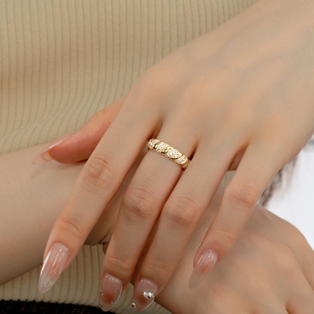 KAKODIY High Quality 925 Sterling Silver Eternal Twisted Shape Cubic Zirconia Ring Women's 18K Gold Plated Ring Boutique Jewelry detail 4