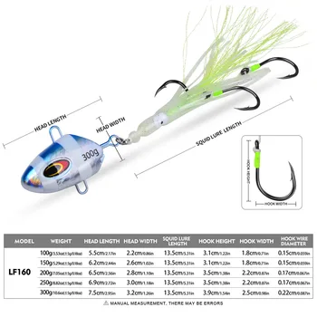 Cheery 100g-300g Squid Hook Soft Octopus Lure Boat Fishing Bait Slow Jigging with Lead Head Deep Sea Fish Lure – Soft Lure – view 3