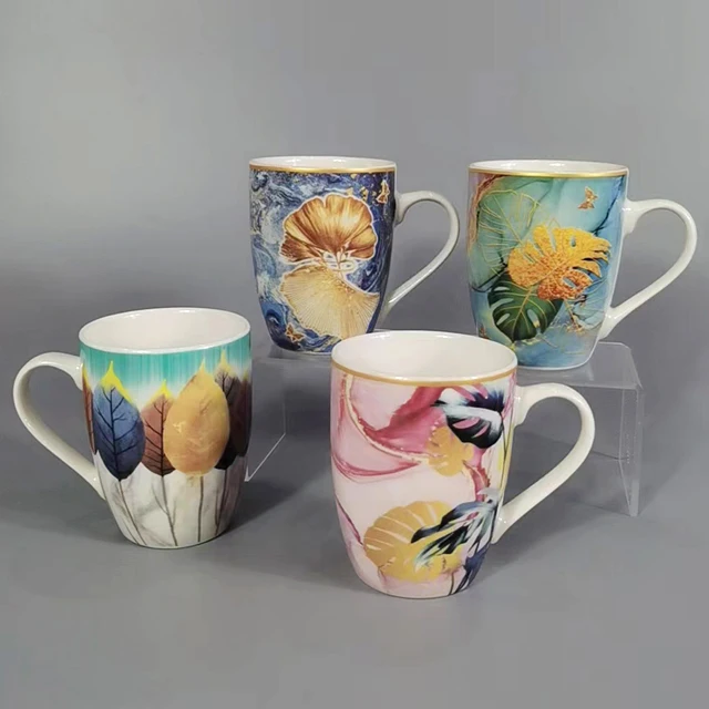 Latest New Design Floral Design Decal Coffee Travel Mug