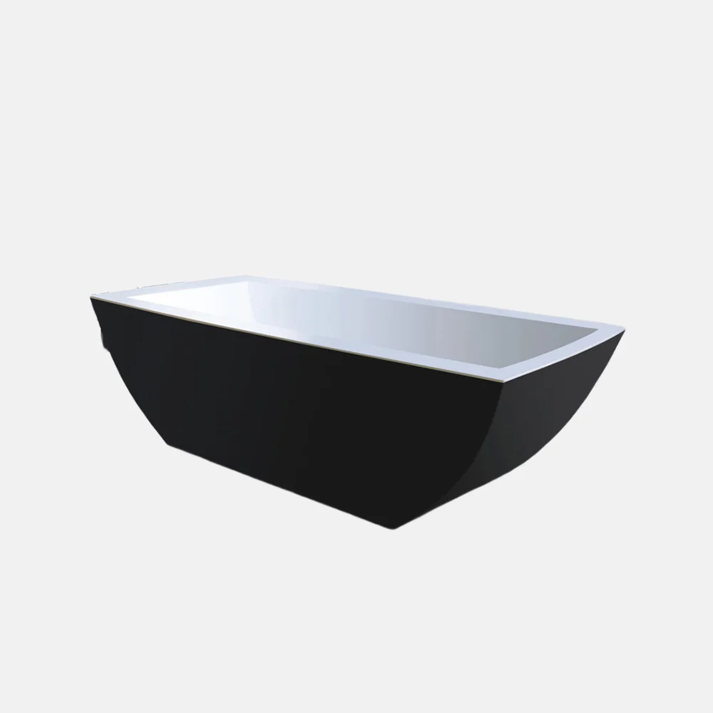 Acrylic Free Standing OEM ODM Durable Soaking With Drainer Hotel Villa Bathroom Three Side Skirt Stackable Bathtub