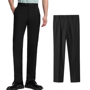 Men's Casual Trousers for Spring and Autumn Straight-leg Western Pants Loose Business Interview Pants Black