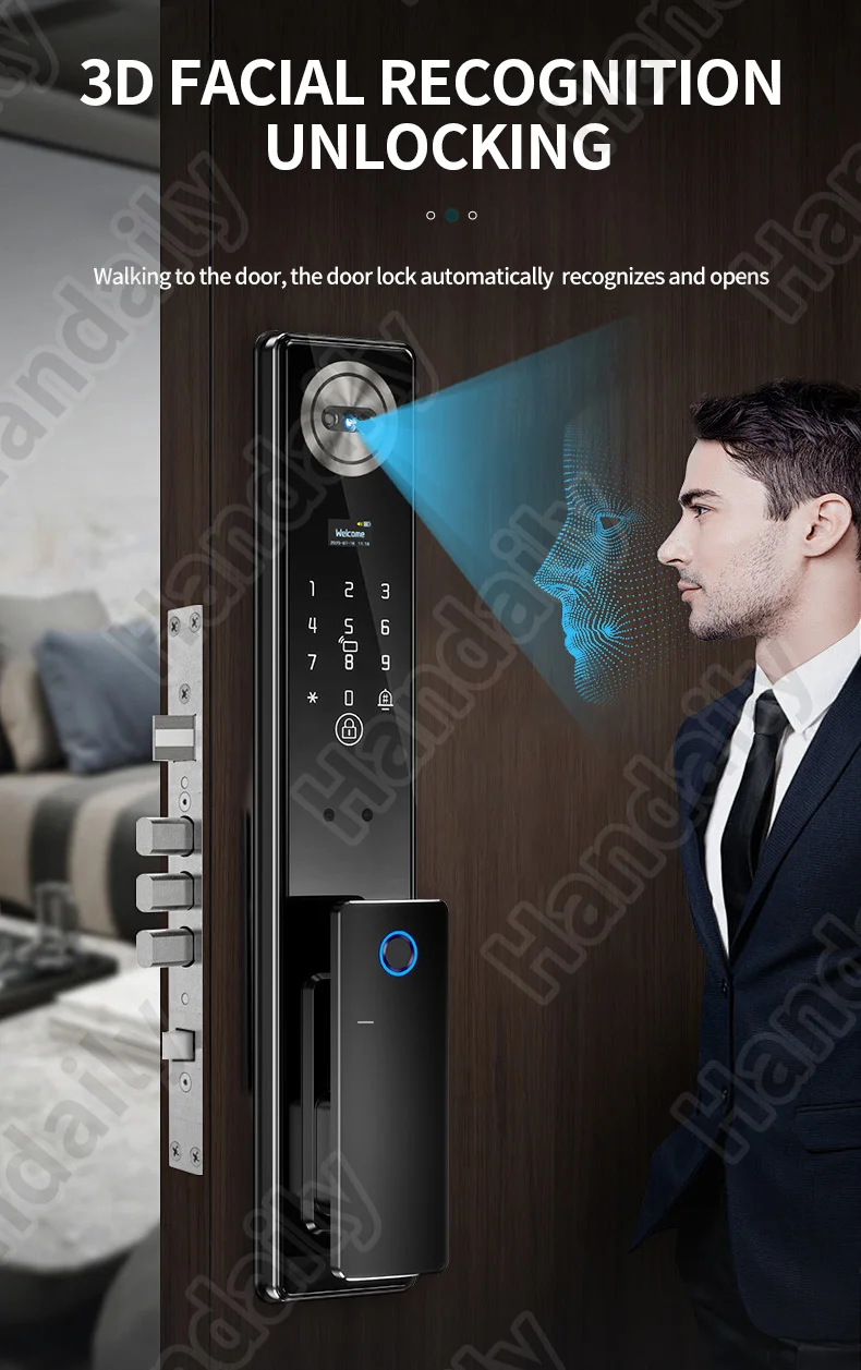 handaily palm face recognition door lock for home fingerprint tuya app remote control video intercom smart lock multi language c11-2