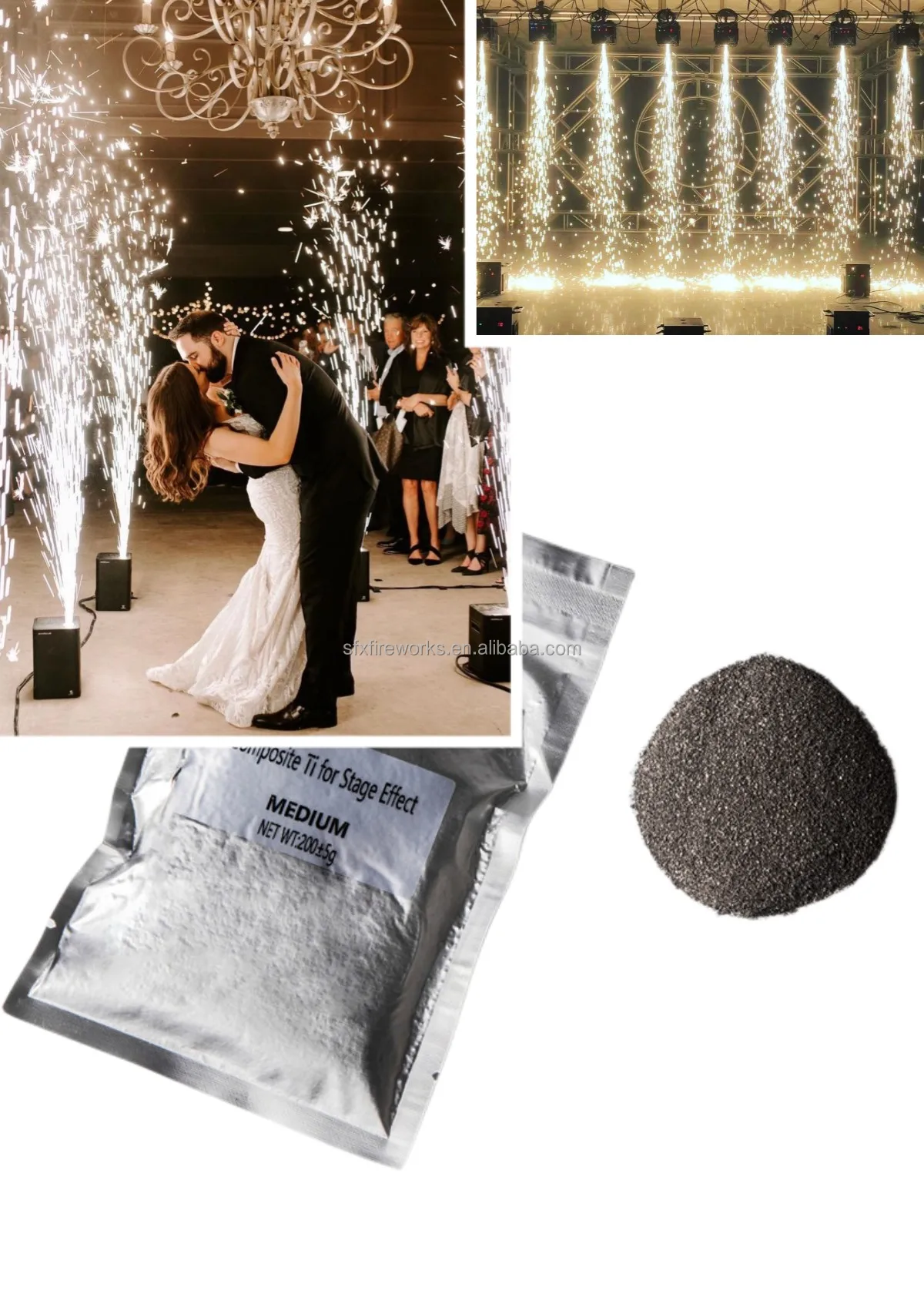 1-100Bag Ti Powder Cold Spark Machine Fountain Sparkular Machine Consumable 200g100g Indoor