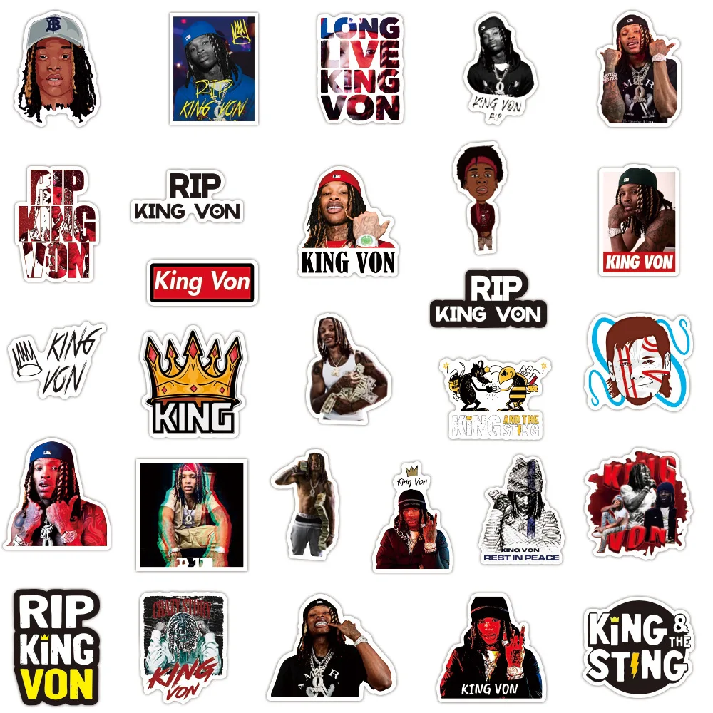 50Pcs Rapper King Von Graffiti Stickers For Suitcase Laptop Scooter  Refrigerator Water Cup King Von Stickers Waterproof| Alibaba.com