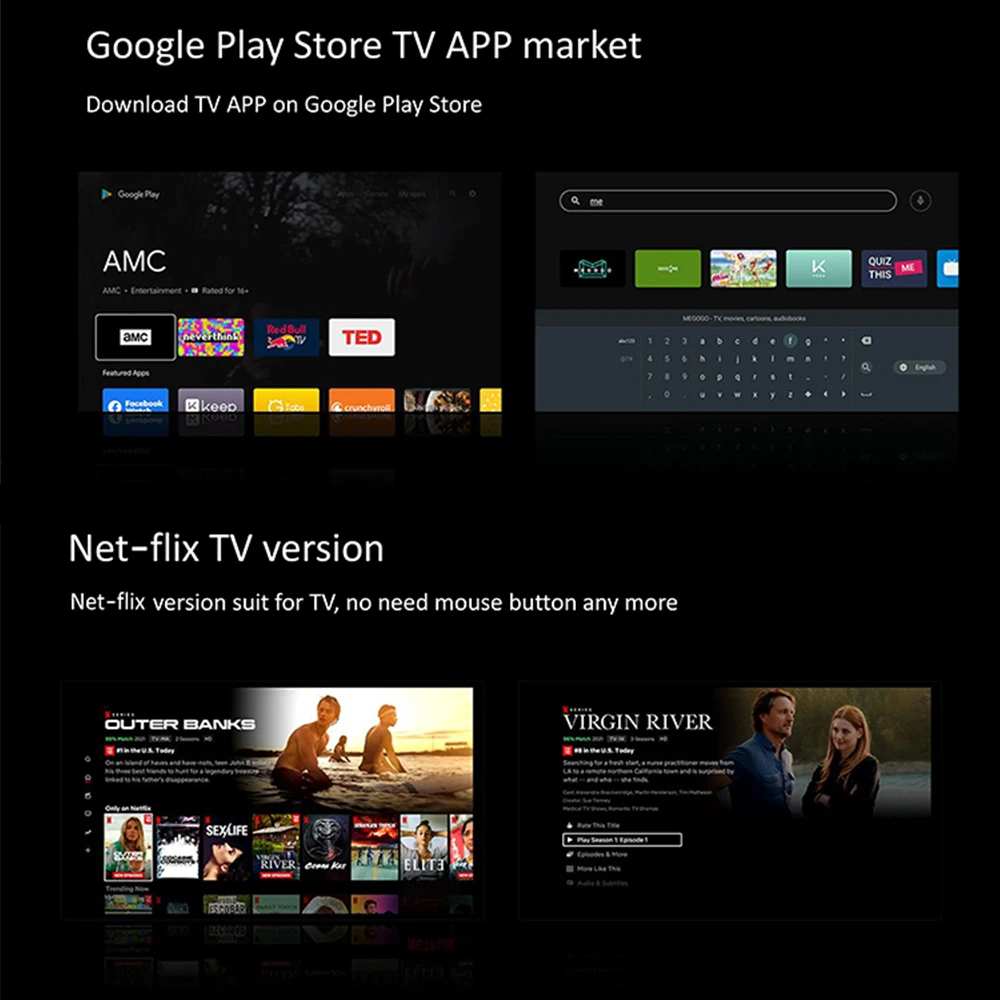 Custom Logo ATV OS Android Box 4K TV Version Smart TV Box Allwinner Quad Core 2GB RAM 8gb Rom Q5 Android TV Box