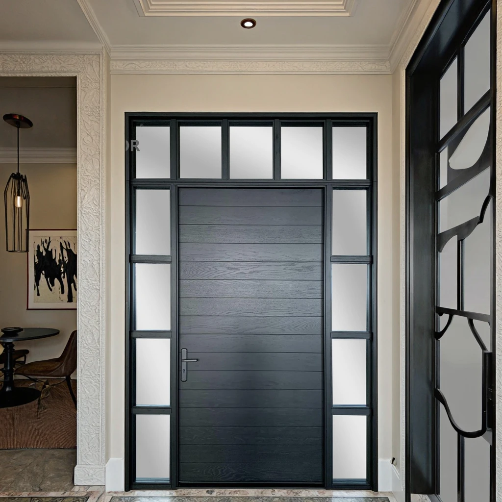 Solid Wooden Interior Single Door Exterior Front Door with Sidelights ...
