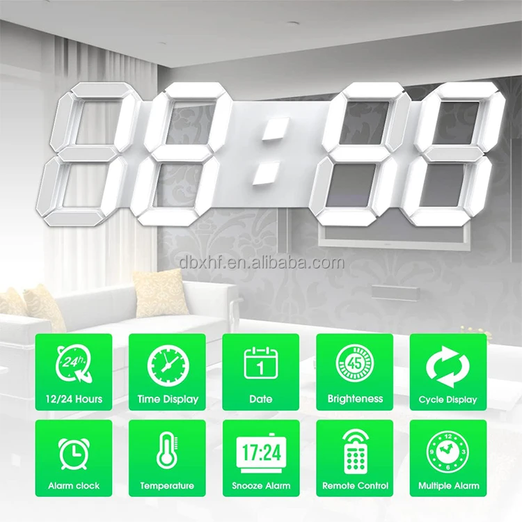 Hot Sale Modern Home Decor Table Wall 3D Led Timer Alarm Digital Clock Nightlight Watch Alarm Clock