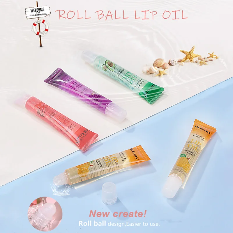 izme new york vitamin c oil lip gloss Private Label Fit Colors Fruit Flavor Roll Ball Soothing Moisturizing  Vitamin E Shimmer Lip Gloss Color Changing Lip Oil