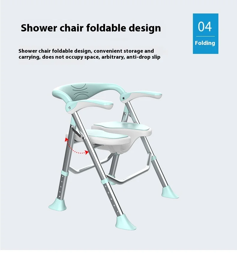 product alloy shower chair for elderly folding bath chair with anti slip feature convenient bathroom safety equipment-9