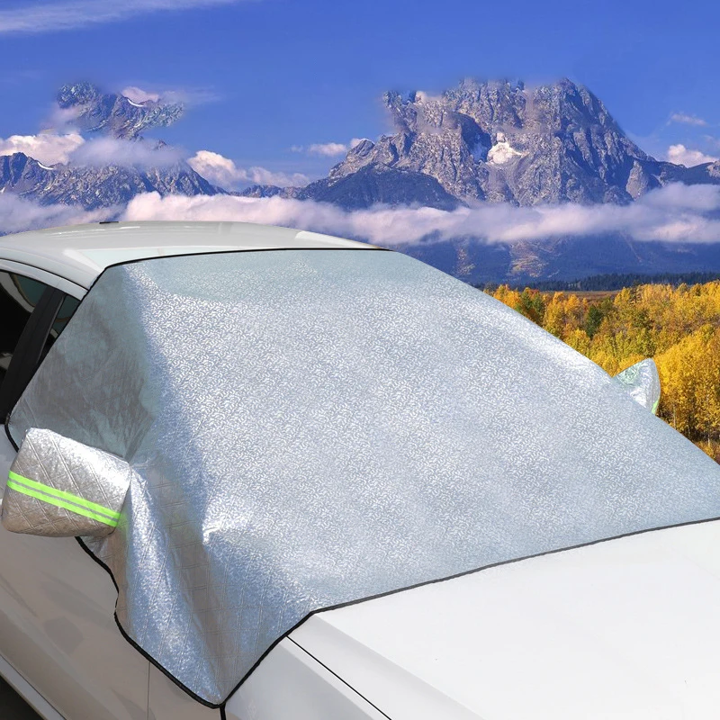 Car Snow Shield Sunshield Snow Proof Half Cover Aluminum Foil Car Front ...