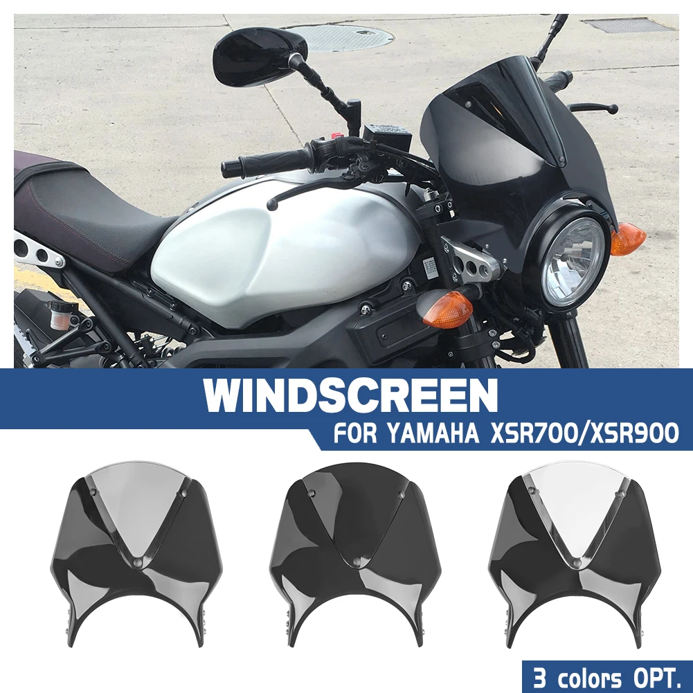 Motorcycle Windshield Wind Deflector For Yamaha XSR700 (2016-2018) - Black Adjustable Screen