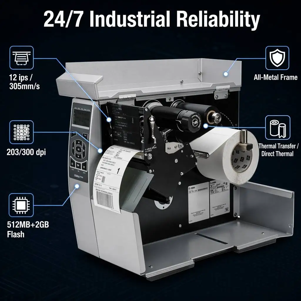 Zebra ZT510 Industrial Barcode Printer 300dpi Expanded High Performance Label Printer Replacement for 105SL PLUS