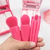 Set de brochas de maquillaje de viaje rosa roja