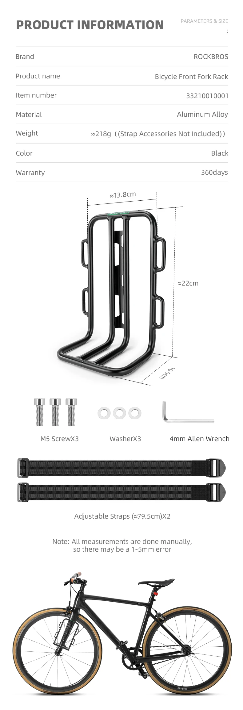 Rockbros Mtb Bike Luggage Rack Front Rack Bicycle Carrier Panniers Bag Shelf Bike Accessories