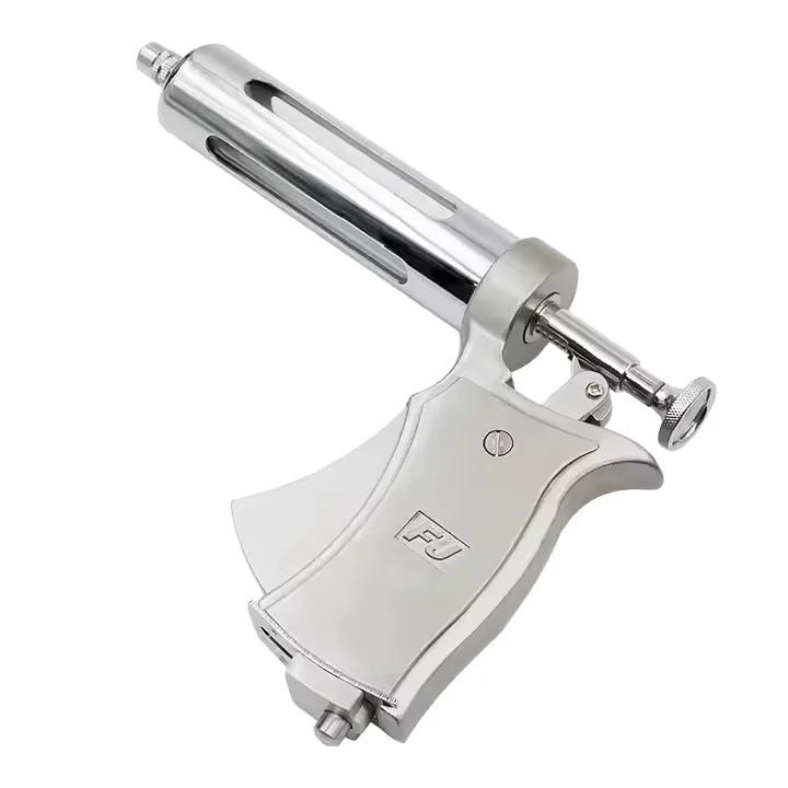 50ml Stainless Steel Semi-Automatic Veterinary Vaccine Poultry Injection Syringe Continuous Injection Gun Reusable Animal