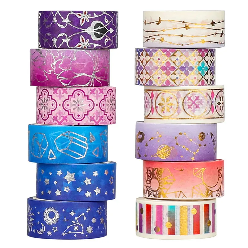 Wrapables Decorative Washi Tape Box Set (10 Rolls), Purple Tones 
