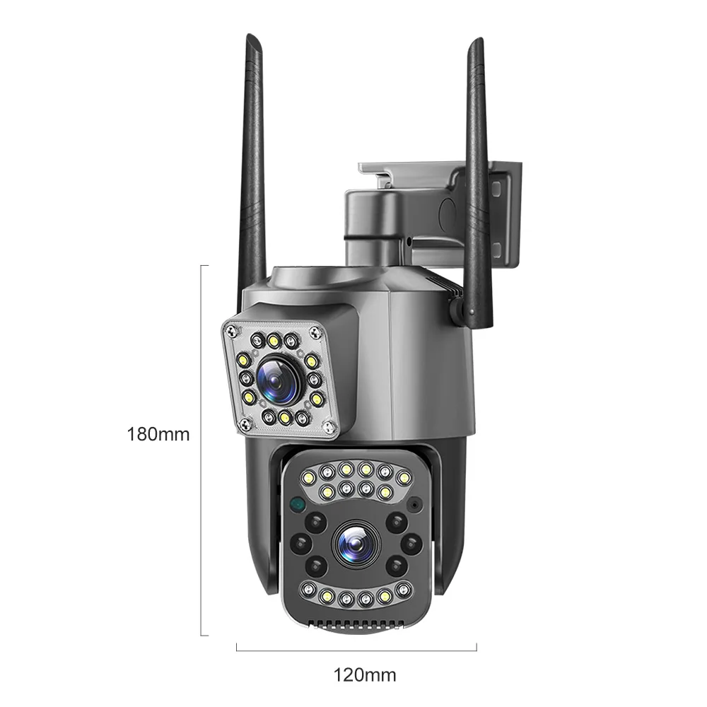 V380Pro Two Lens Ball 1080P HD Outdoor Waterproof WiFi Camera No Blind Spot Suitable Home Remote Monitor Audio Intercom 2Screens
