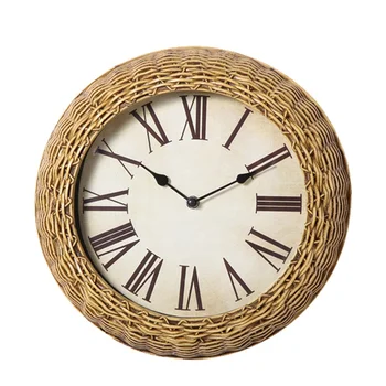 Garden Outdoor Vine Rattan Effect Creative Polyresin Wall Clock For ...