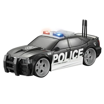 1/16 Black Police Car Toy Inertial With Lights And Music , Cars Kids New Toys 2023 Car Model Plastic Diecast