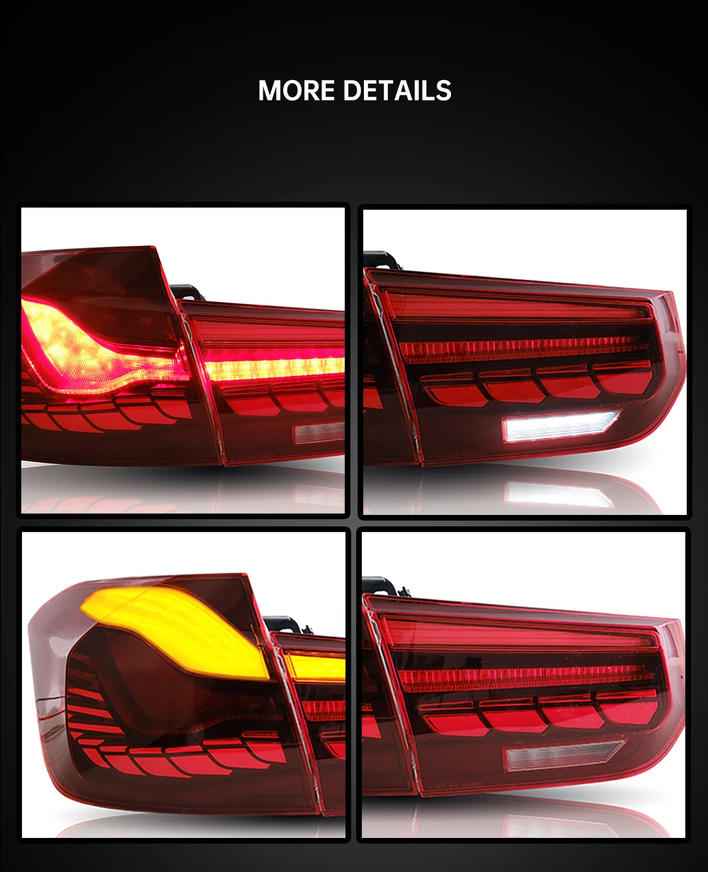 VLAND LED Taillight Rear Lamp Assembly 2012 2013 2014 2015 With Sequential Turn Signal With GTS Style For BMW F80 F35 F30