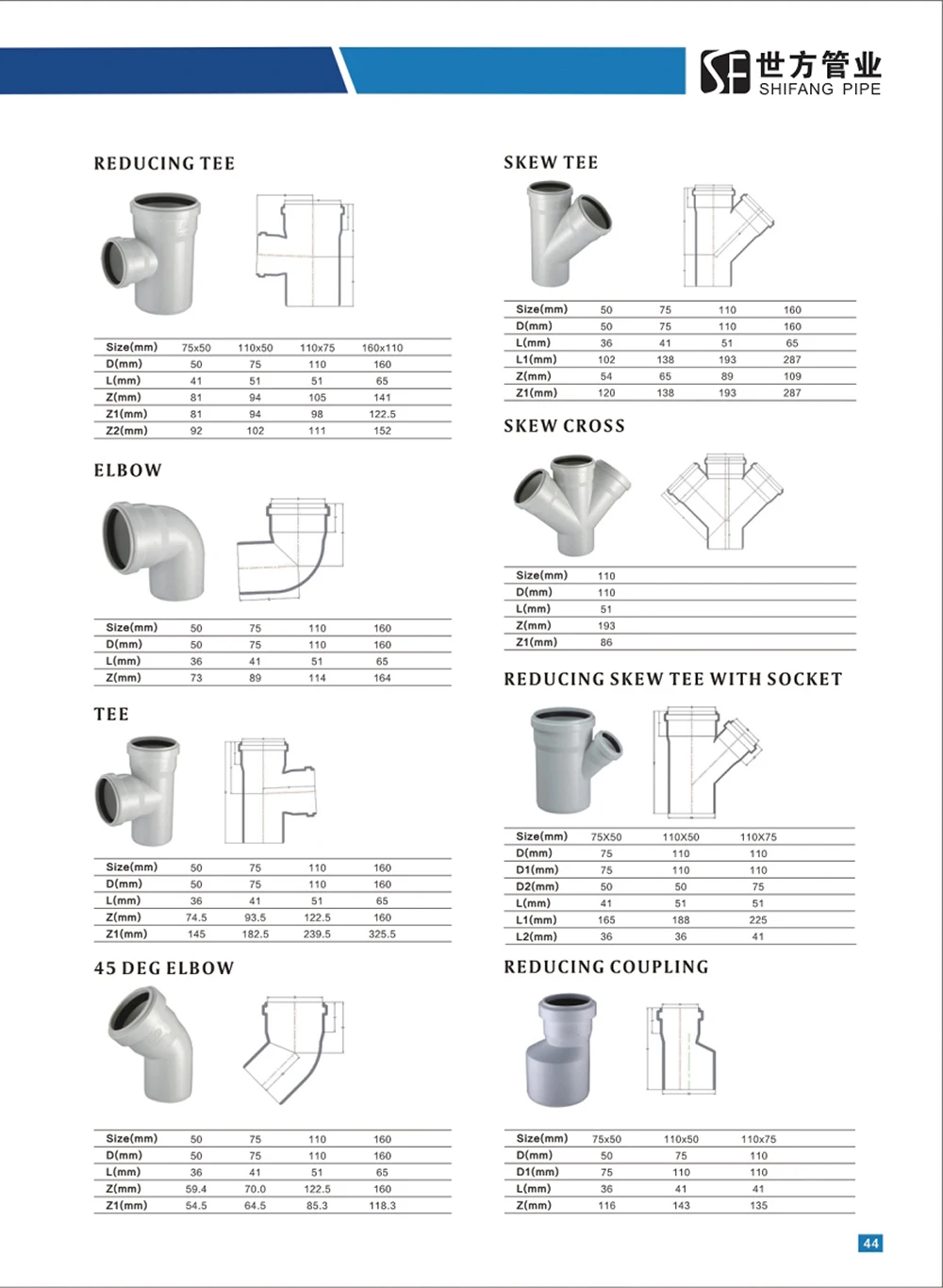 Pvc Pipe Fitting For Water Drainage With Expanding Skew Redeucing Tee ...