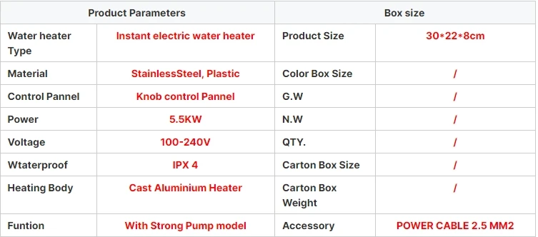 06 Instant Electric Water Heaters for Household Use Good Price Freestanding Installation for Cambodia and Malaysia