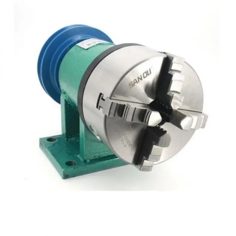 3/4-Jaw Lathe Spindle With Pneumatic Chuck Carpentry DIY Metal Automatic CNC Three Jaw Chuck Power Head Buddha Bead Machine