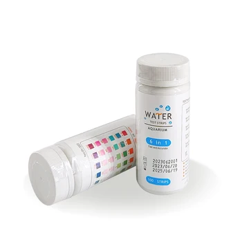 Caped High quality  Aquarium 6 in 1 Water Quality Test Strips factory Wholesale OEM ODM swimming pools water test strips