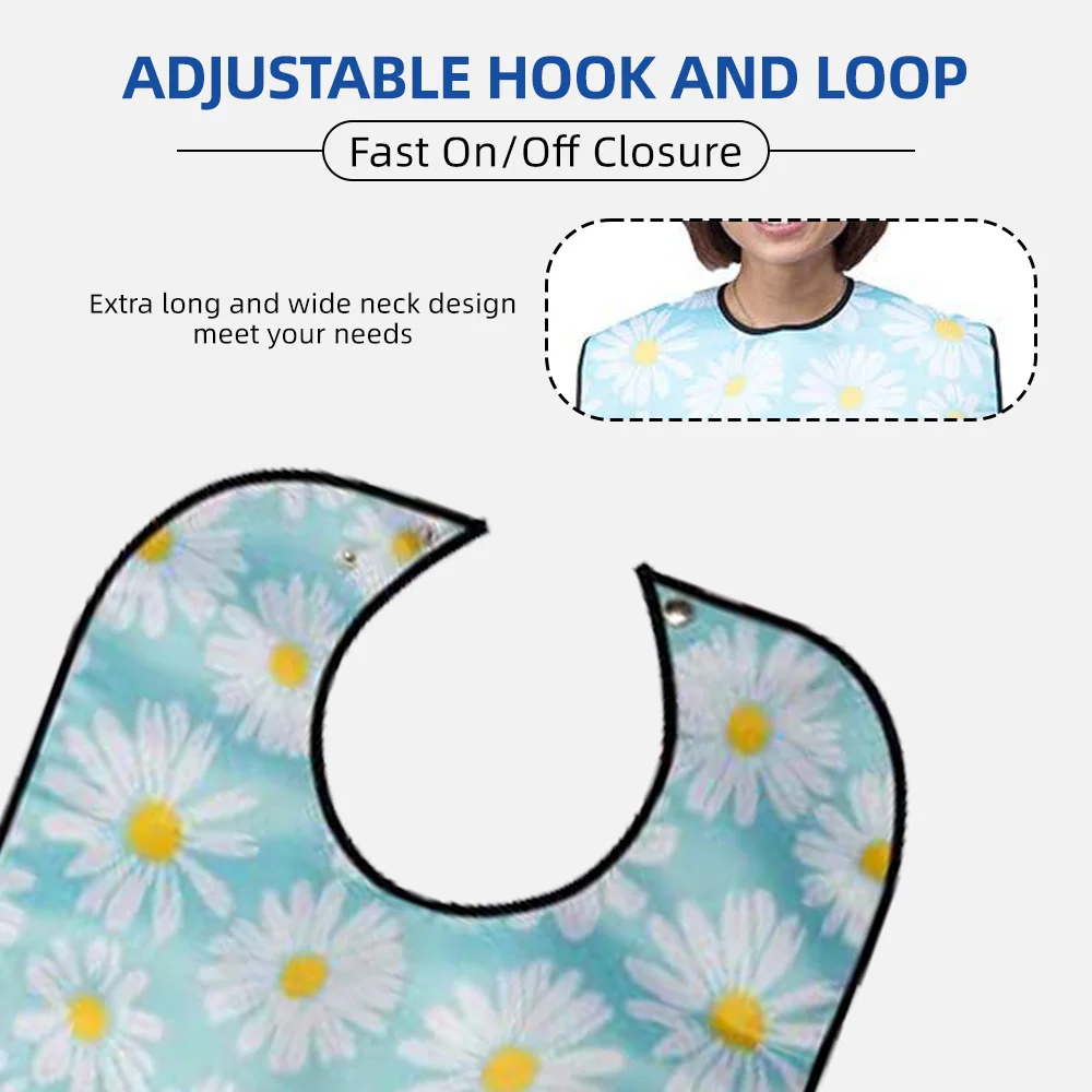 Wholesale Washable Printing Adjustable Snap Closure Adult Bib Waterpro - product detail 3