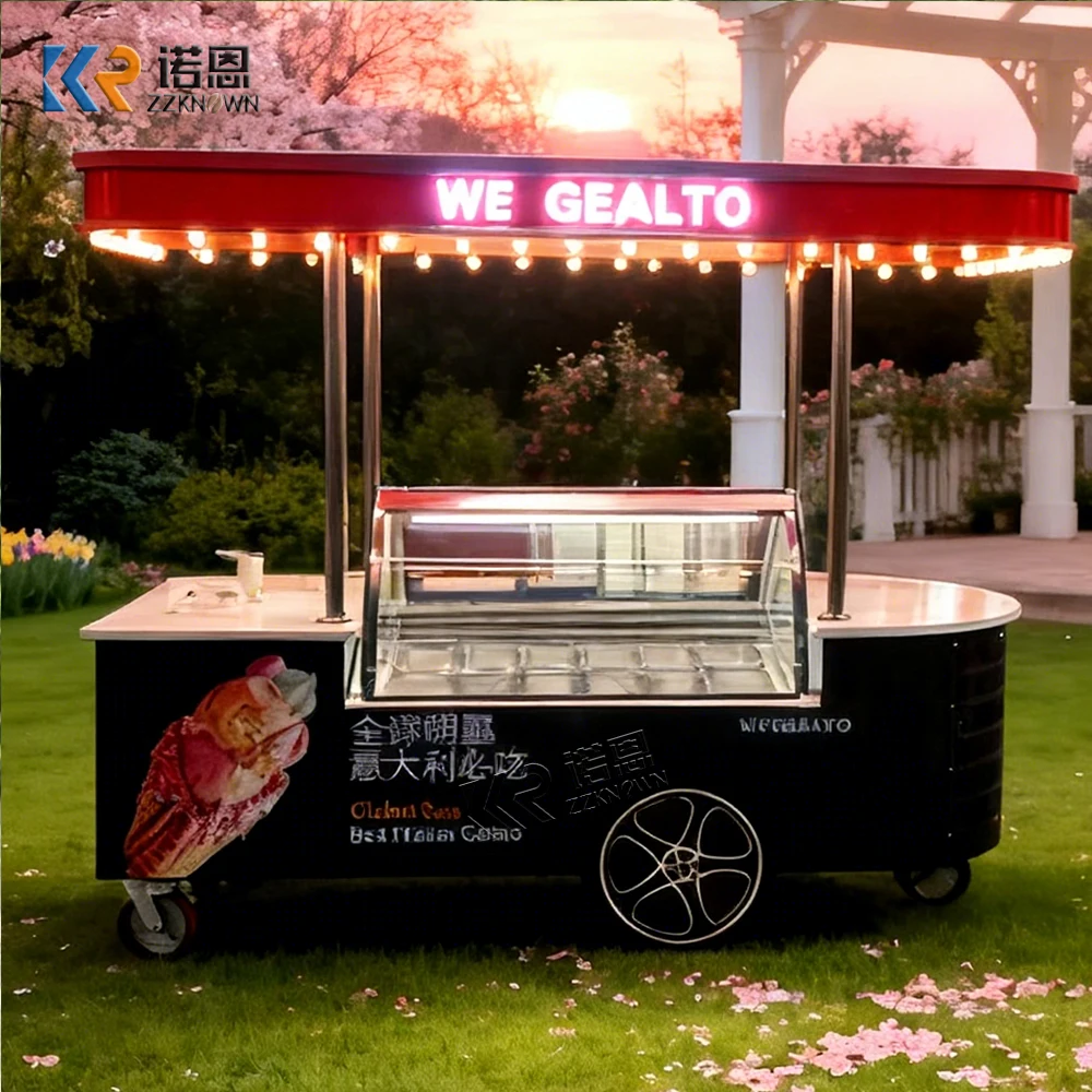 ZZKNOWN商用アイスクリームディスプレイクーラーカートファン冷却