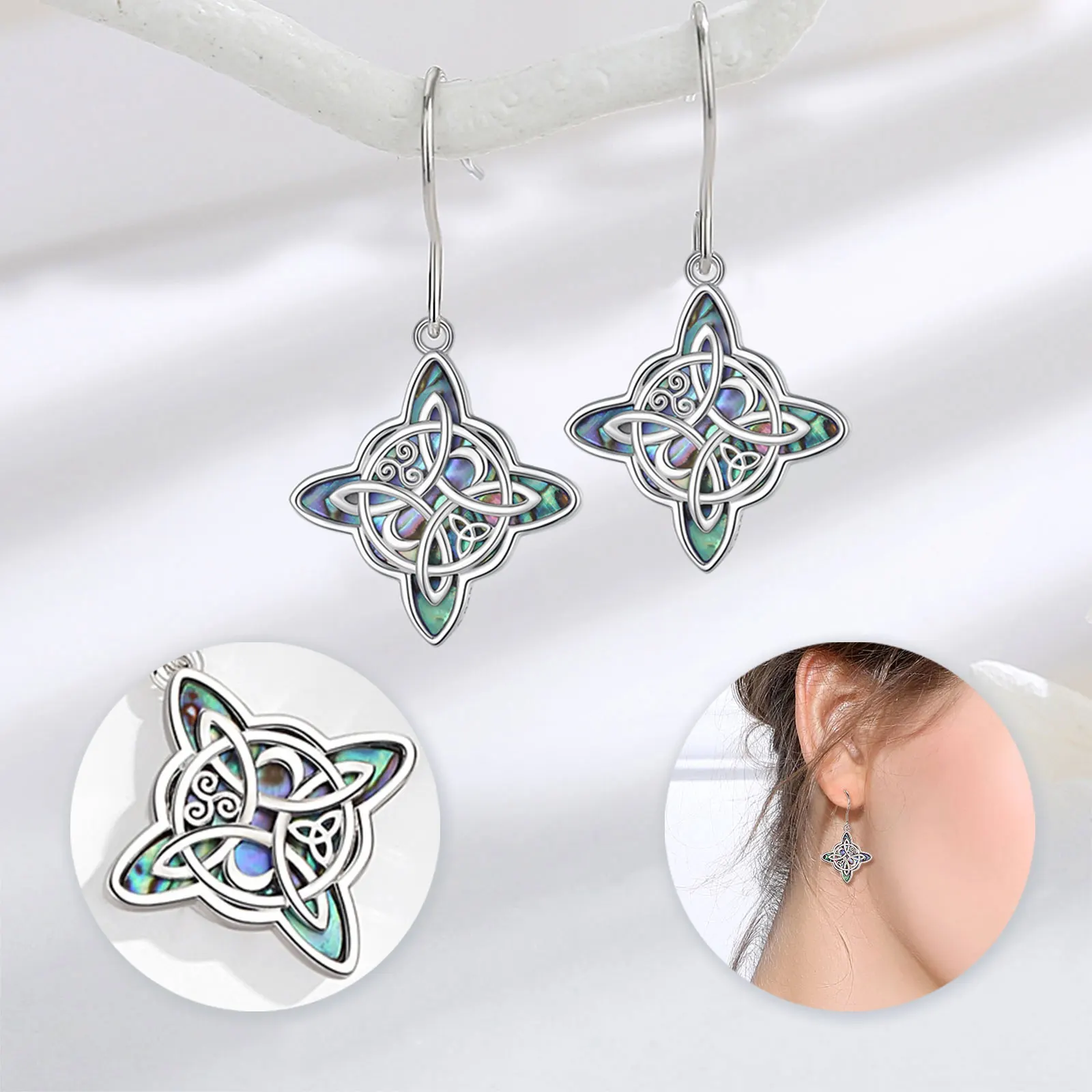 Merryshine 925 Sterling Silver Irish Celtic Jewelry Earrings