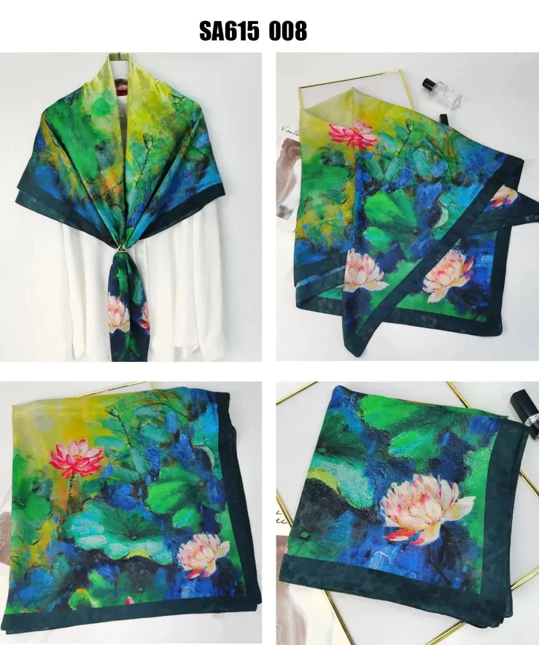 100 Real Silk Scarves Square Shawl With Customized Box Package Womens